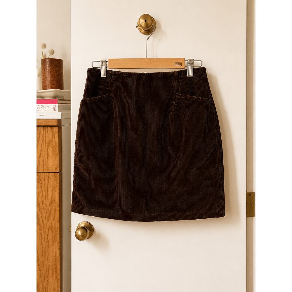 Vintage Eddie Bauer Chocolate Brown Corduroy Mini Skirt ✨